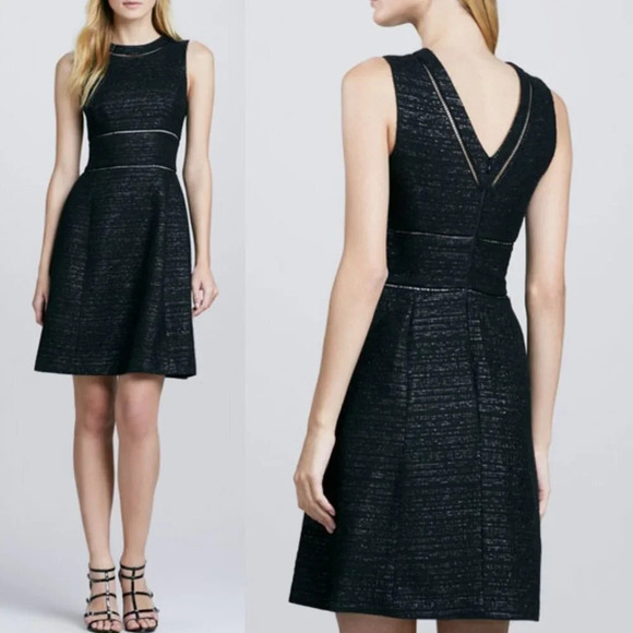Trina Turk Carrigan Black Metallic Tweed Mini Dress Size 6 - Picture 1 of 5
